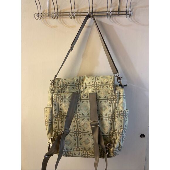 Petunia Pickle Bottom large backpack bag gray blue‎ 17x15\